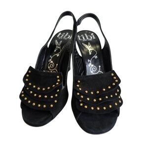 tibi suede printed slingback heeled sandals